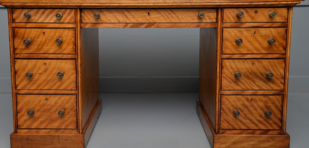 Victorian Satinwood Pedestal Desk View IV