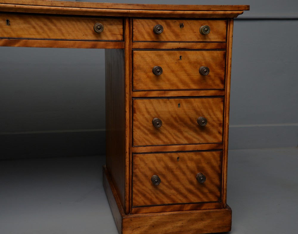 Victorian Satinwood Pedestal Desk View VII