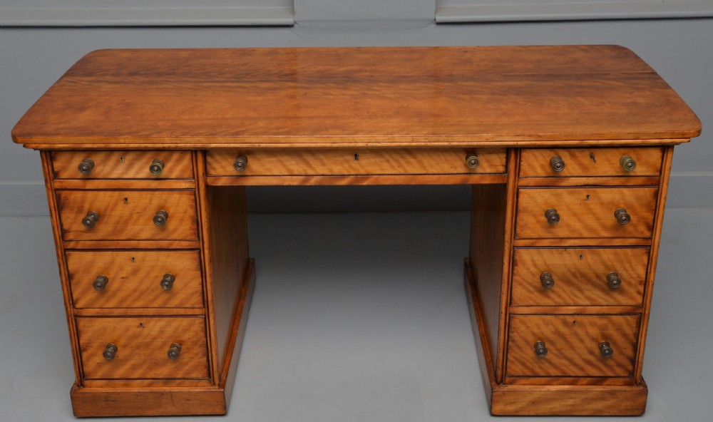 Victorian Satinwood Pedestal Desk View VIII