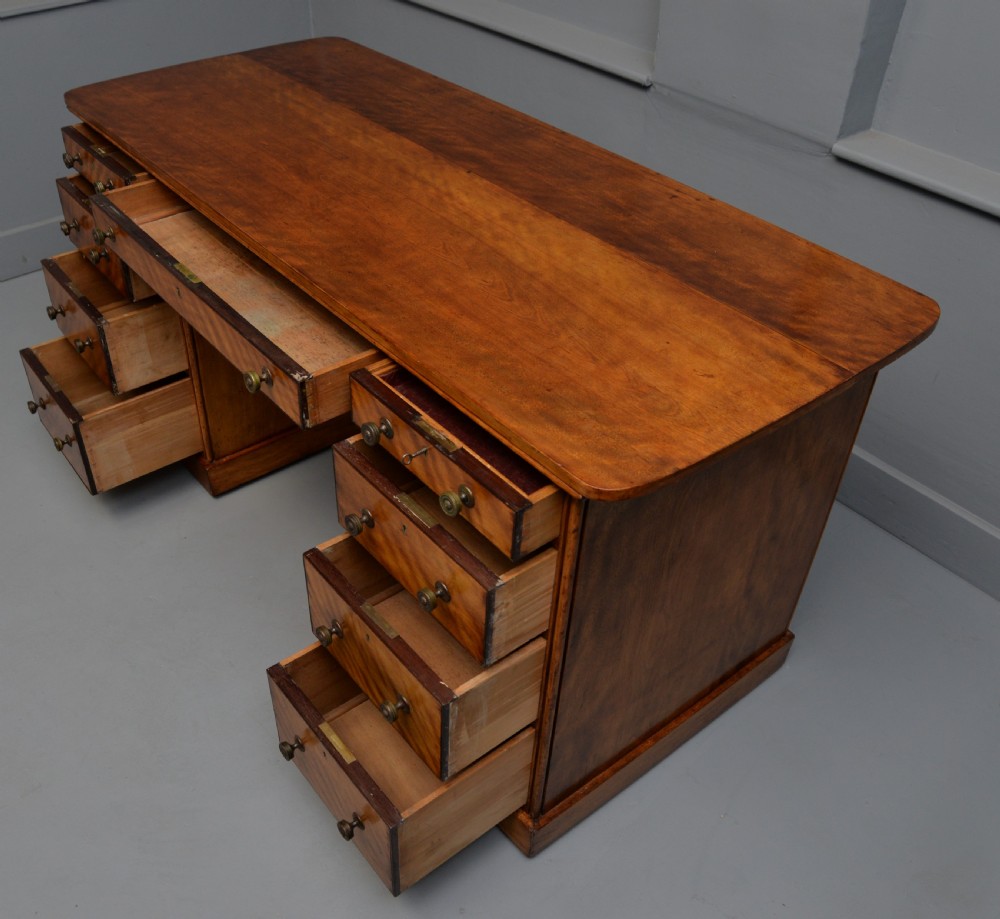 Victorian Satinwood Pedestal Desk View IX