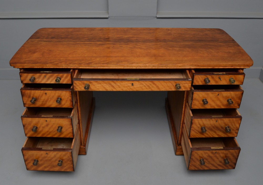 Victorian Satinwood Pedestal Desk View X