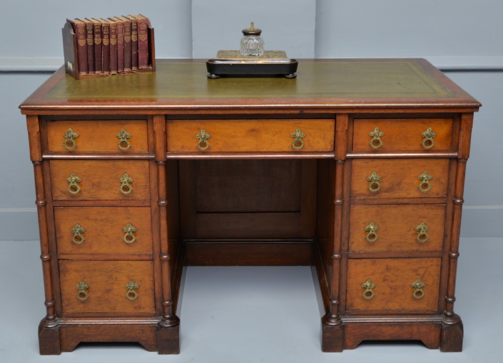 Charming Victorian Solid Mahogany Pedestal Desk