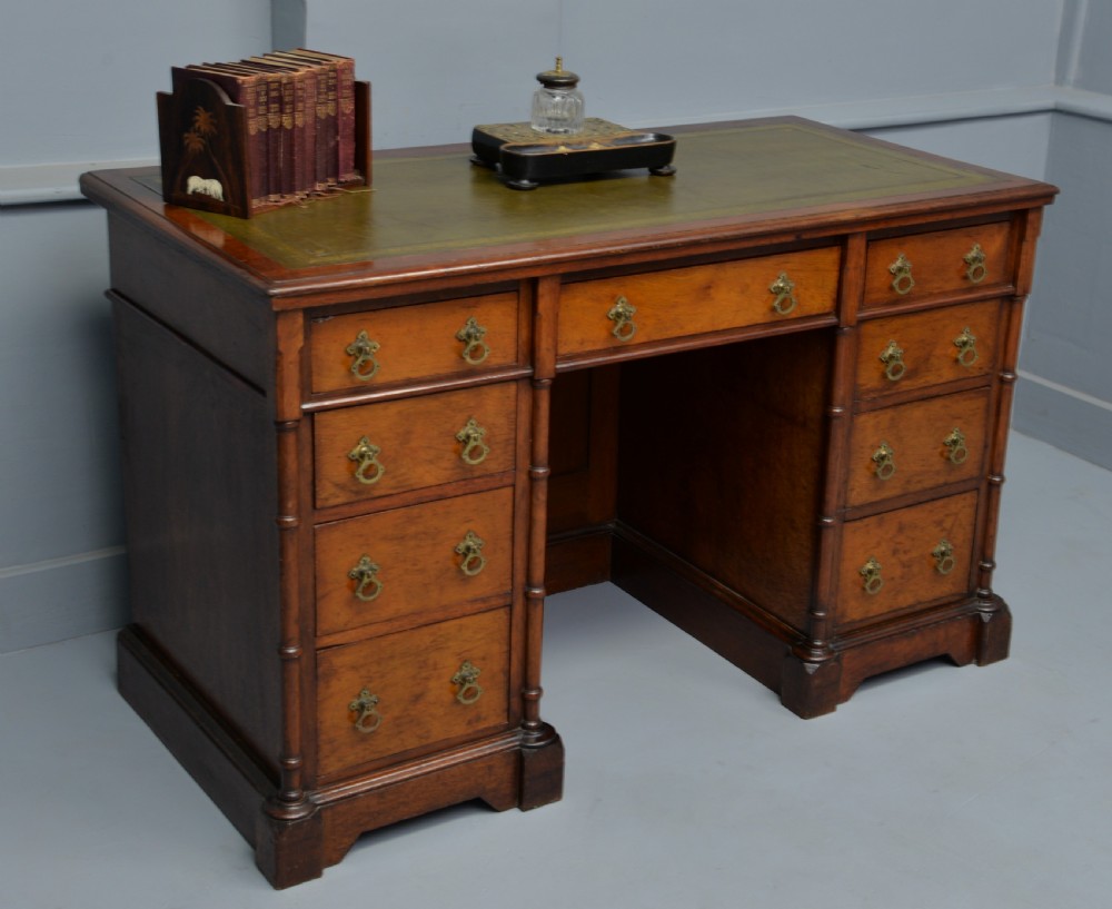 Charming Victorian Solid Mahogany Pedestal Desk View III