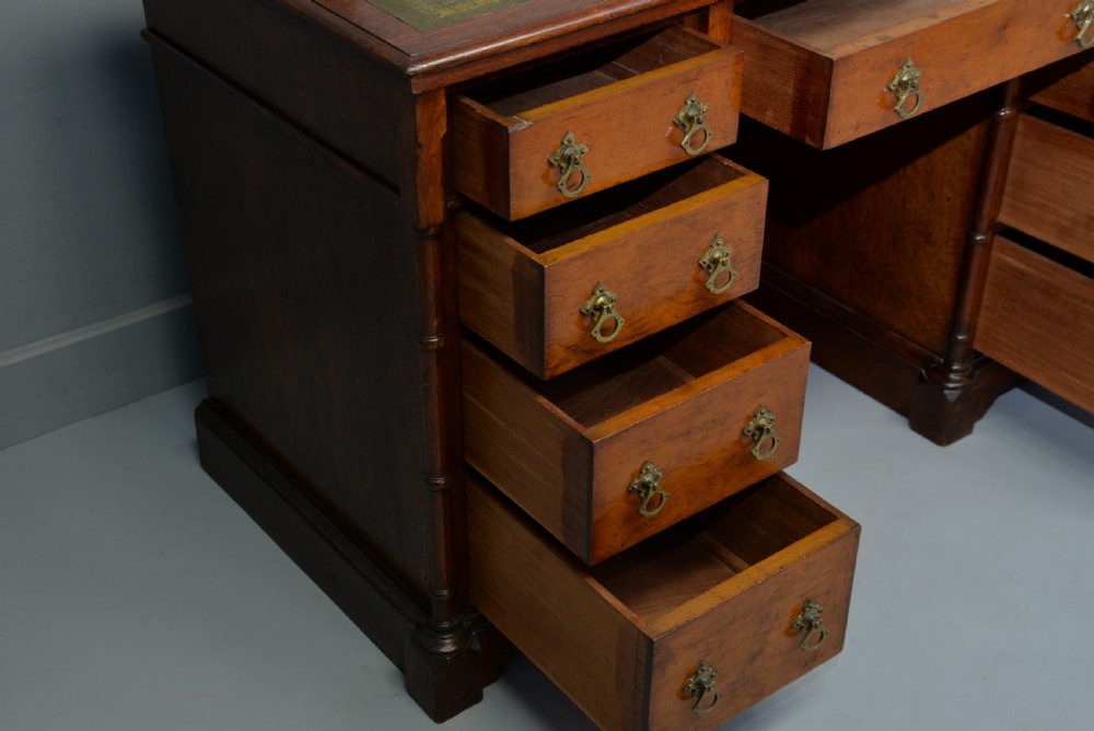 Charming Victorian Solid Mahogany Pedestal Desk View IX