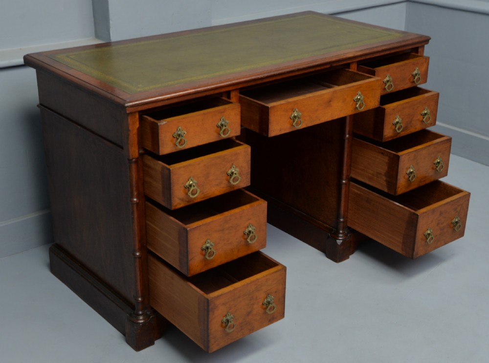 Charming Victorian Solid Mahogany Pedestal Desk View X
