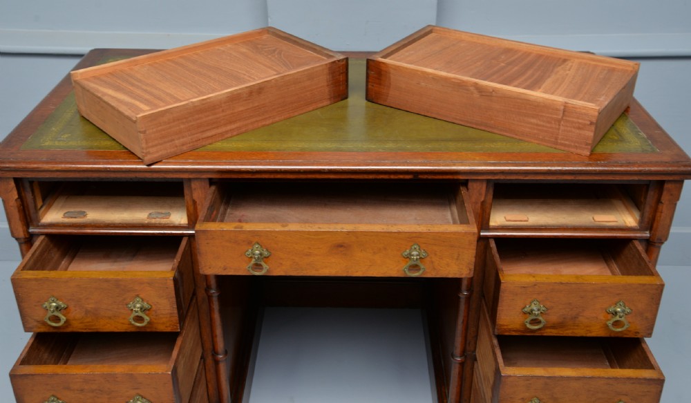 Charming Victorian Solid Mahogany Pedestal Desk View XIII