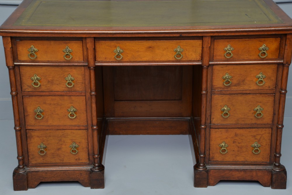 Charming Victorian Solid Mahogany Pedestal Desk View XIV