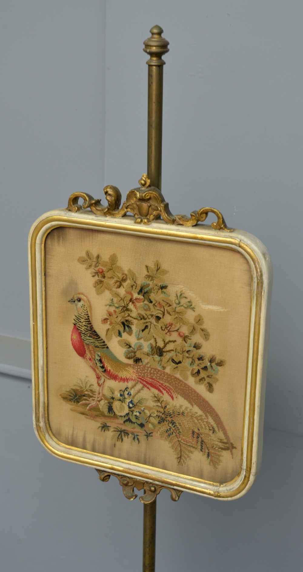 Regency Parcel Gilt Tapestry Pole Fire Screen View V