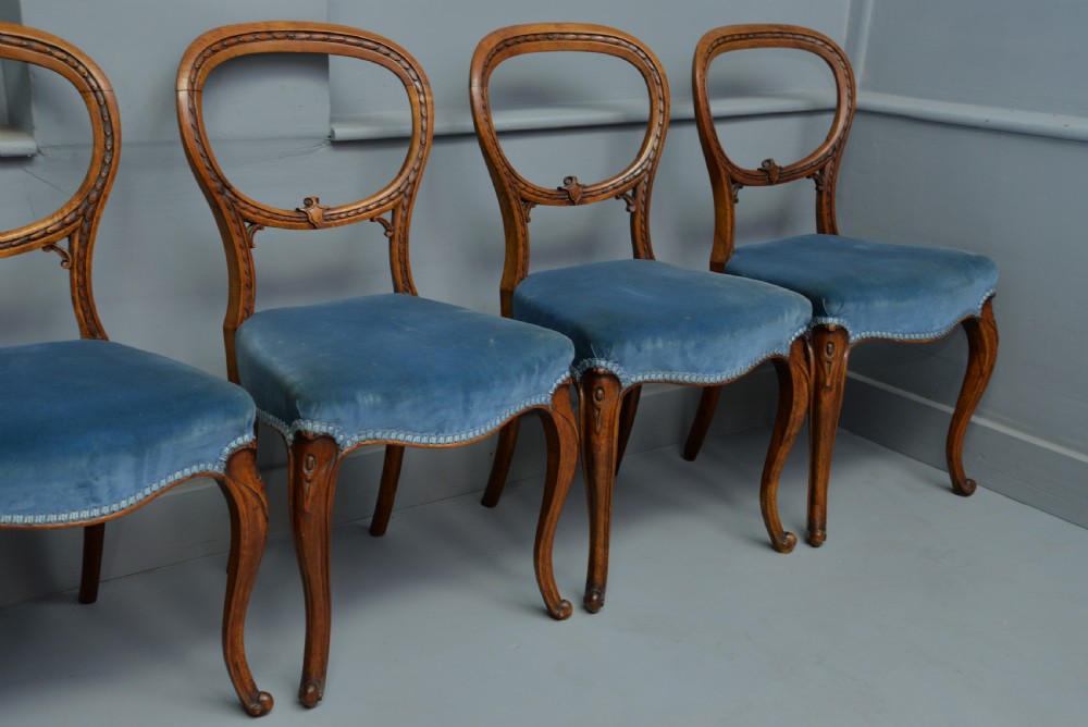Victorian Set Of Six Walnut Balloon Back Dining Chairs View IV