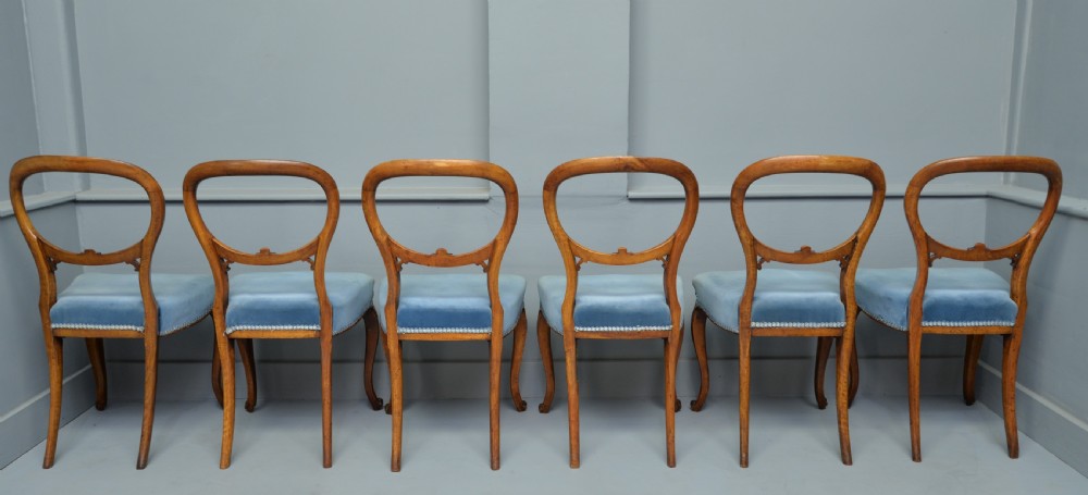 Victorian Set Of Six Walnut Balloon Back Dining Chairs View V