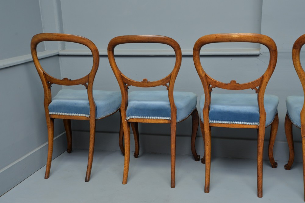 Victorian Set Of Six Walnut Balloon Back Dining Chairs View VI