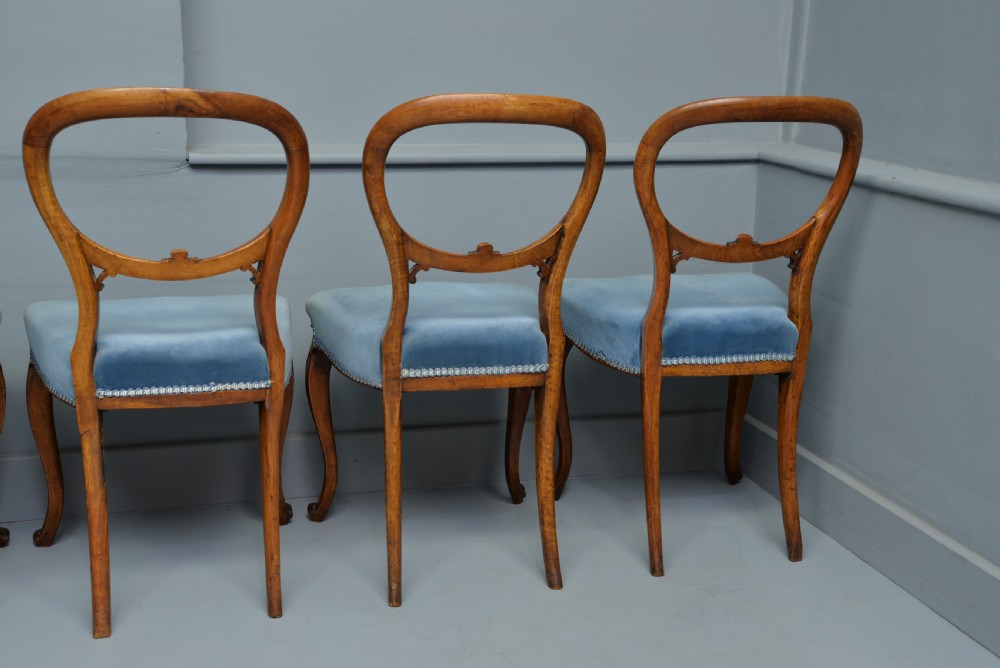 Victorian Set Of Six Walnut Balloon Back Dining Chairs View VII