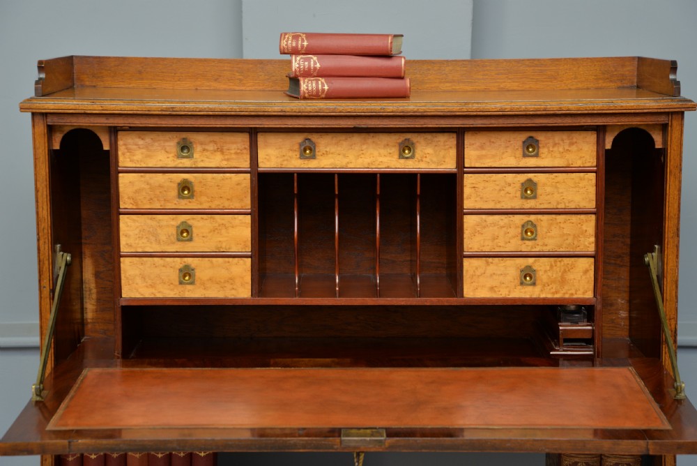 Victorian Oak Secretaire Bookcase-Superb Interior View III