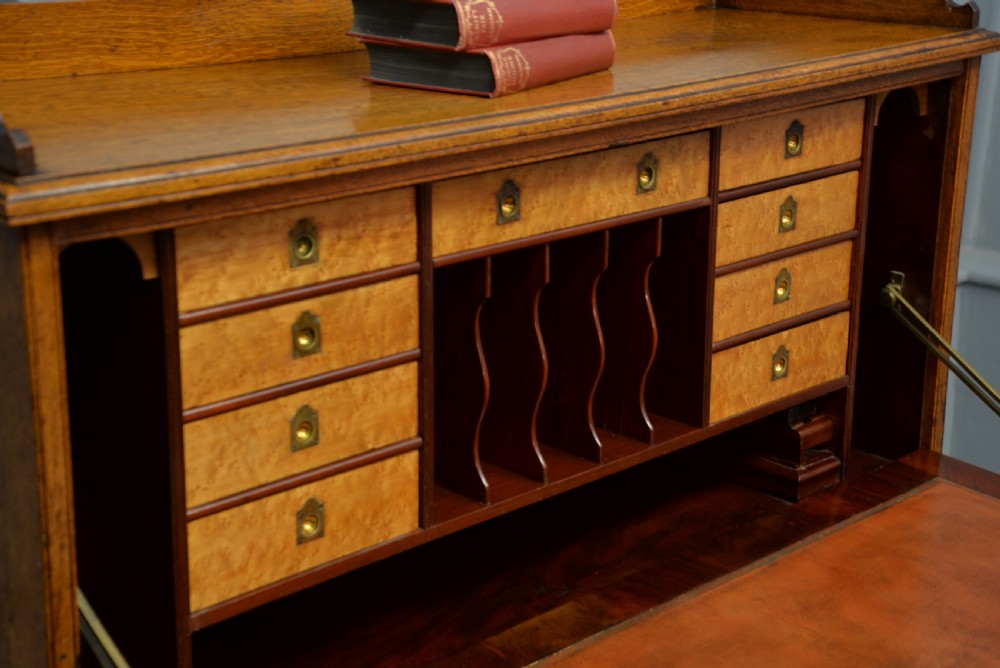 Victorian Oak Secretaire Bookcase-Superb Interior View VII