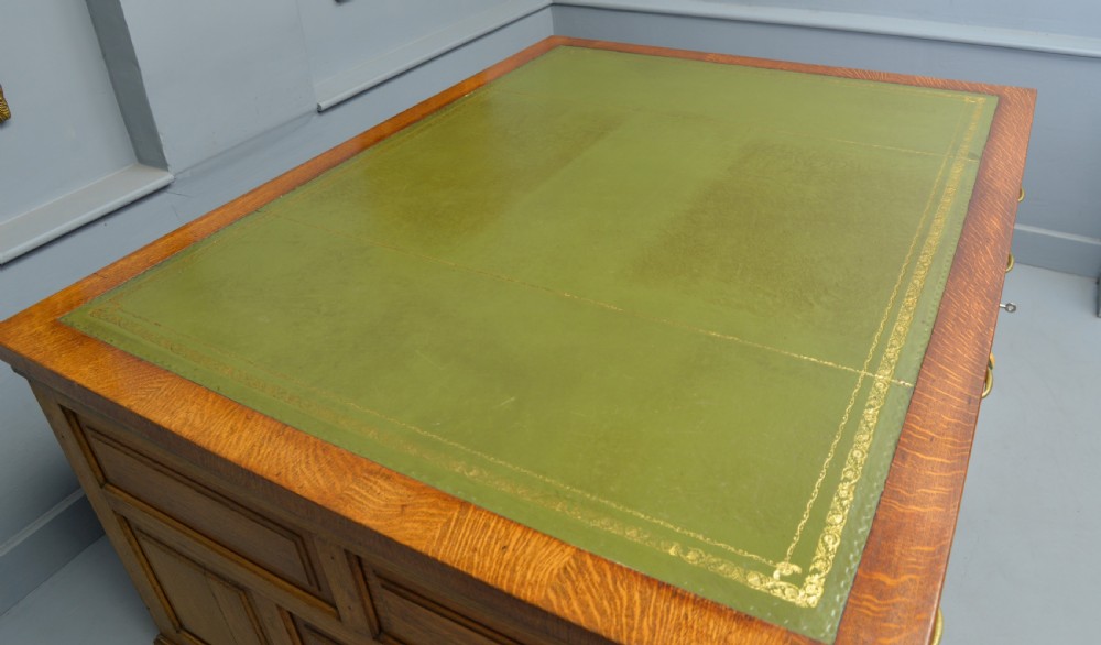 Edwardian Light Oak Large Partners Pedestal Desk View IX