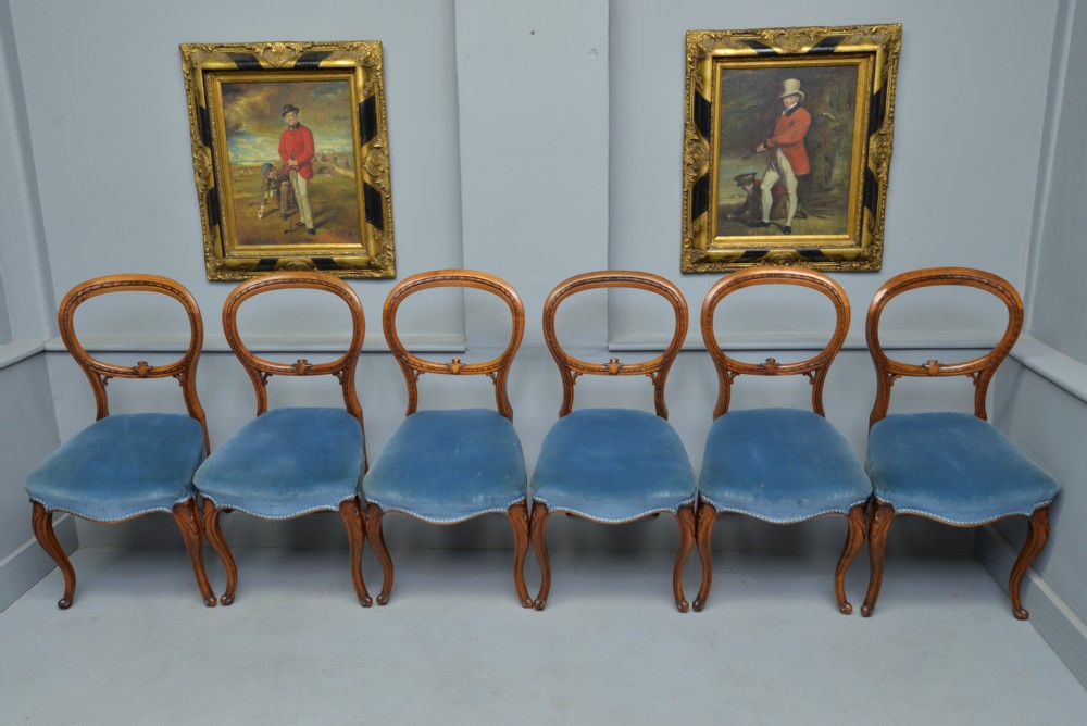 Victorian Set Of Six Walnut Balloon Back Dining Chairs View XI