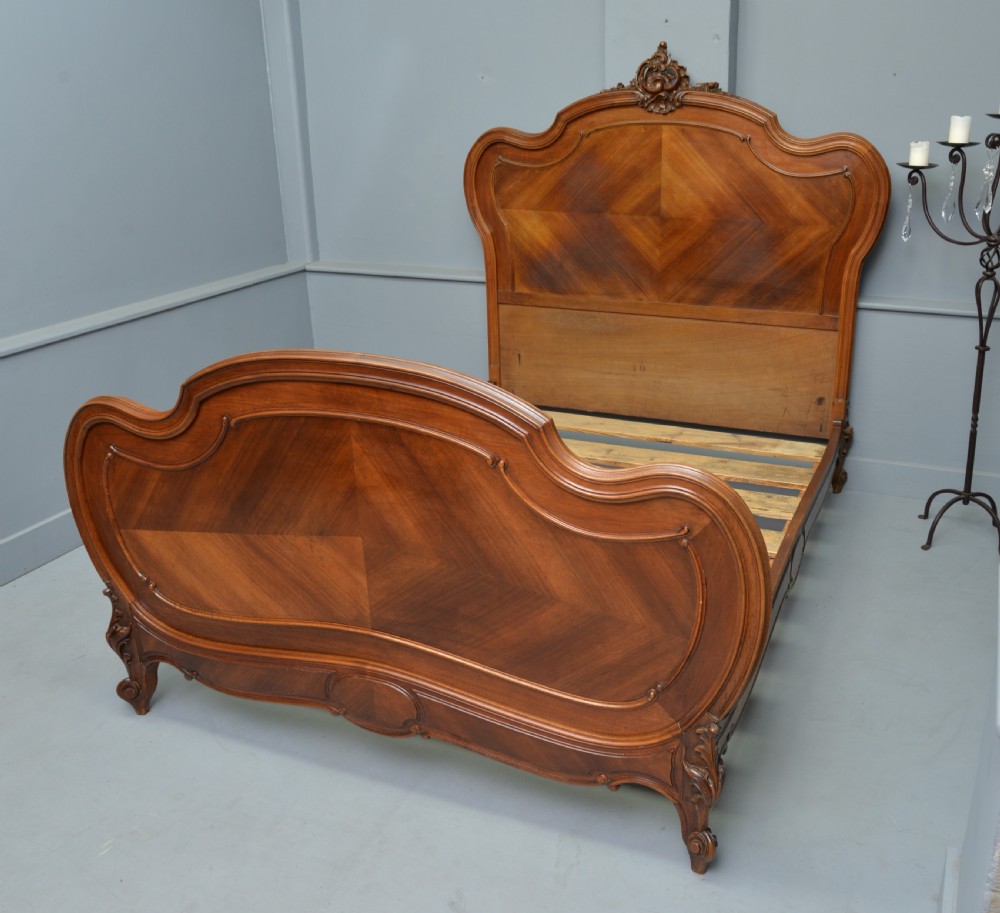 19thc French Rococo Louis XV Walnut Double Bed View IX