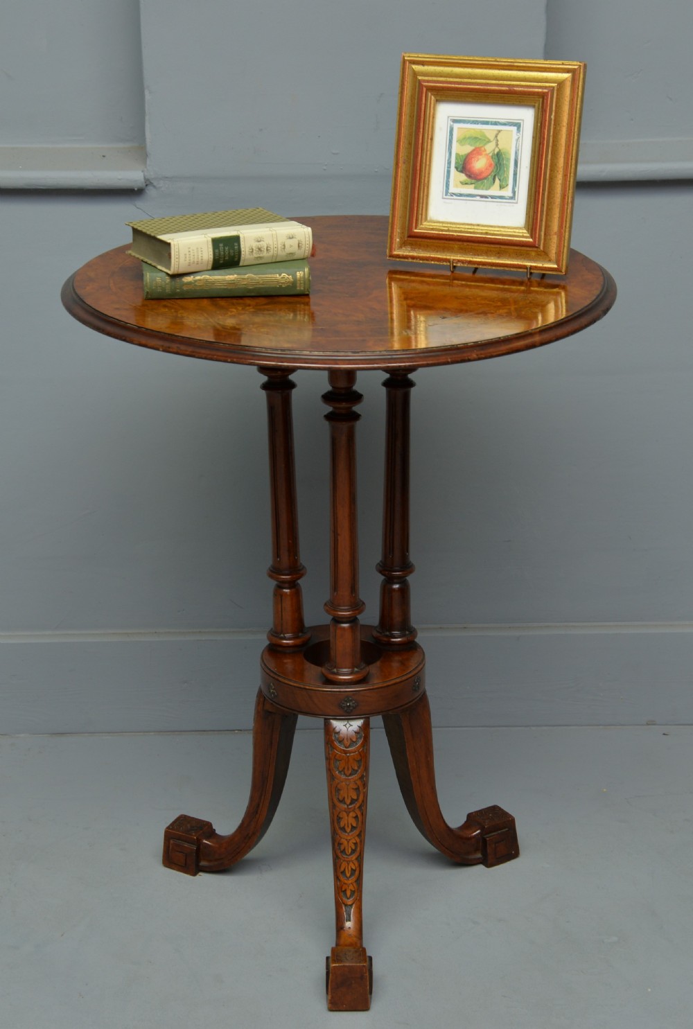Victorian Burr-Walnut Occasional, Side, Wine, Lamp, Table