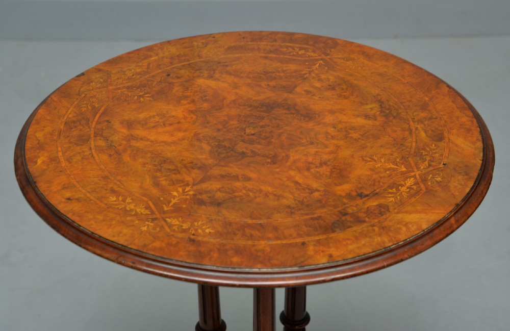 Victorian Burr-Walnut Occasional, Side, Wine, Lamp, Table View III