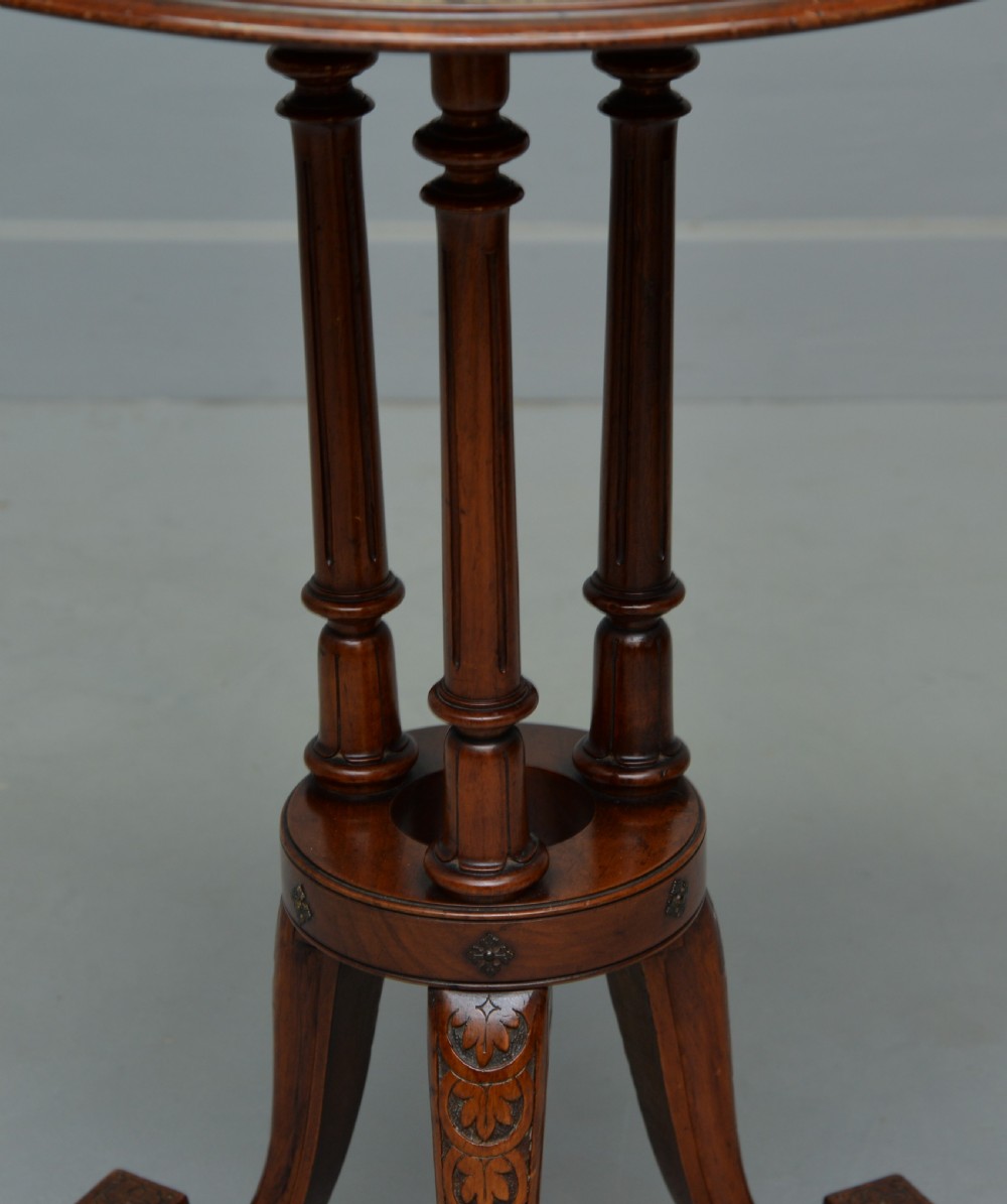 Victorian Burr-Walnut Occasional, Side, Wine, Lamp, Table View VII