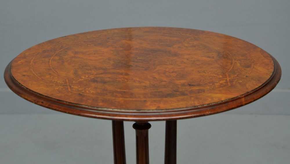Victorian Burr-Walnut Occasional, Side, Wine, Lamp, Table View VIII