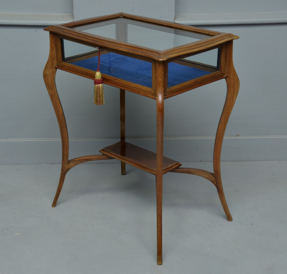 Pretty Edwardian Mahogany Bijouterie Trinket Display Table View VII