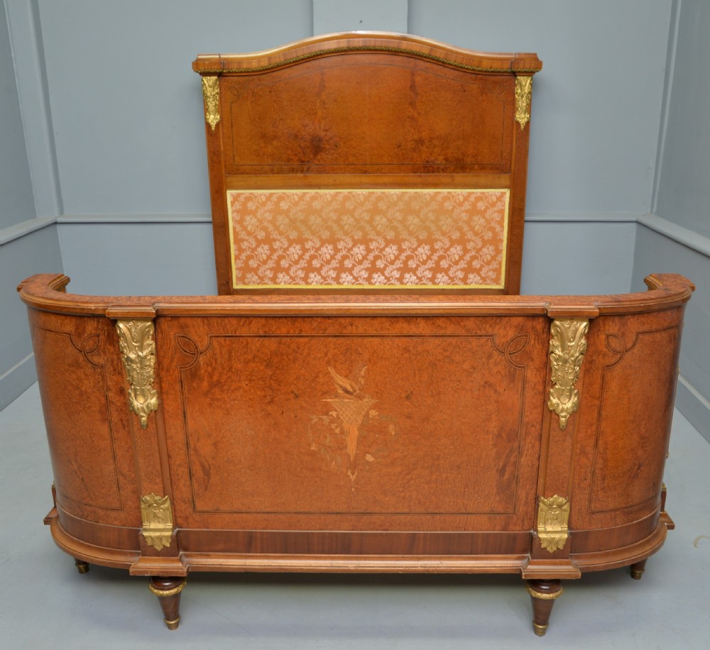 Elegant French Empire Style Burr-Walnut King-Size Bed