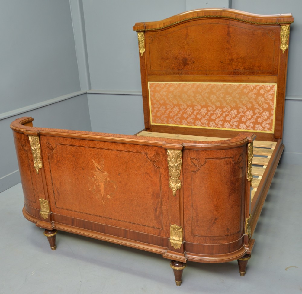 Elegant French Empire Style Burr-Walnut King-Size Bed View XII