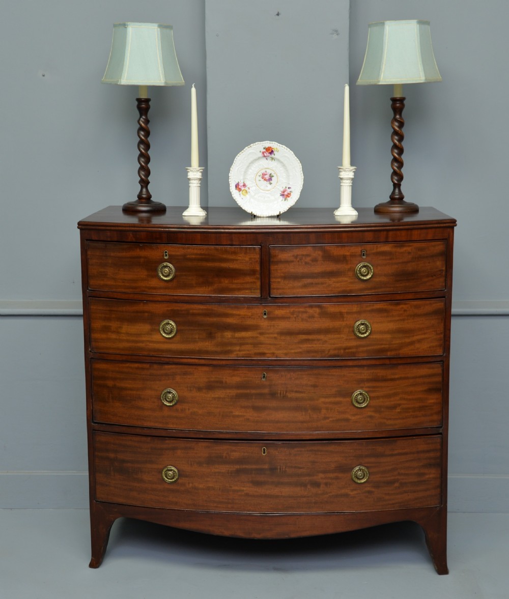Elegant Georgian Mahogany Bow-Front Chest Of Drawers