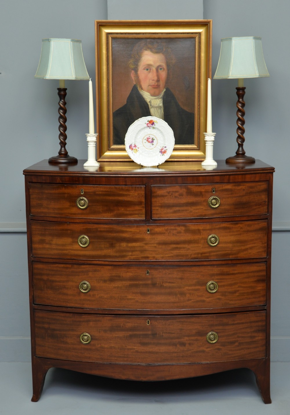 Elegant Georgian Mahogany Bow-Front Chest Of Drawers View II