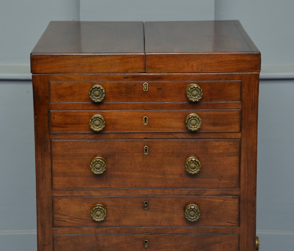 Unusual Georgian Mahogany Gentlemans Dressing Chest Secretaire View II