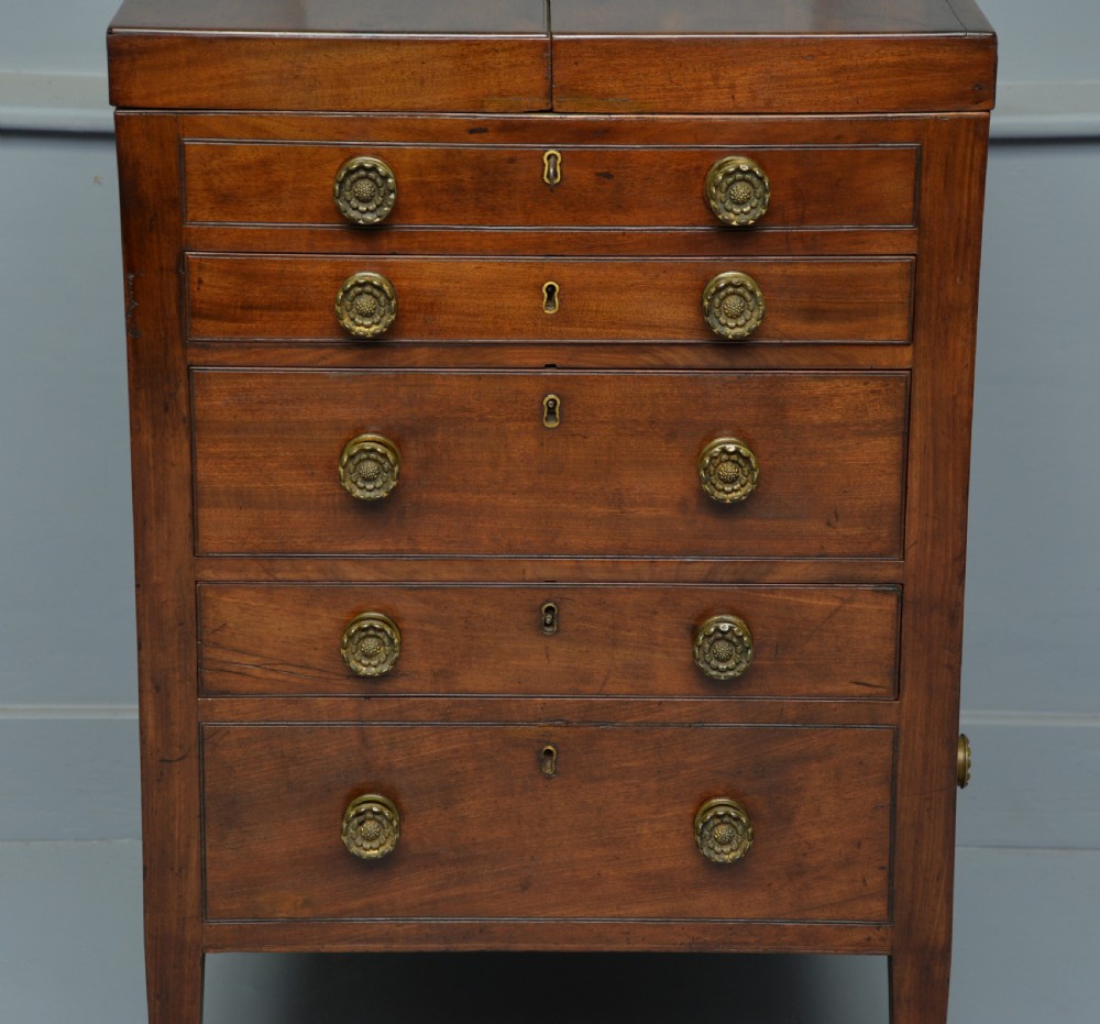 Unusual Georgian Mahogany Gentlemans Dressing Chest Secretaire View III