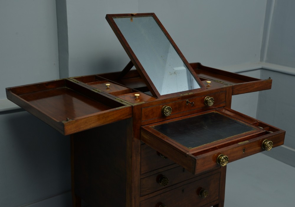 Unusual Georgian Mahogany Gentlemans Dressing Chest Secretaire View VIII