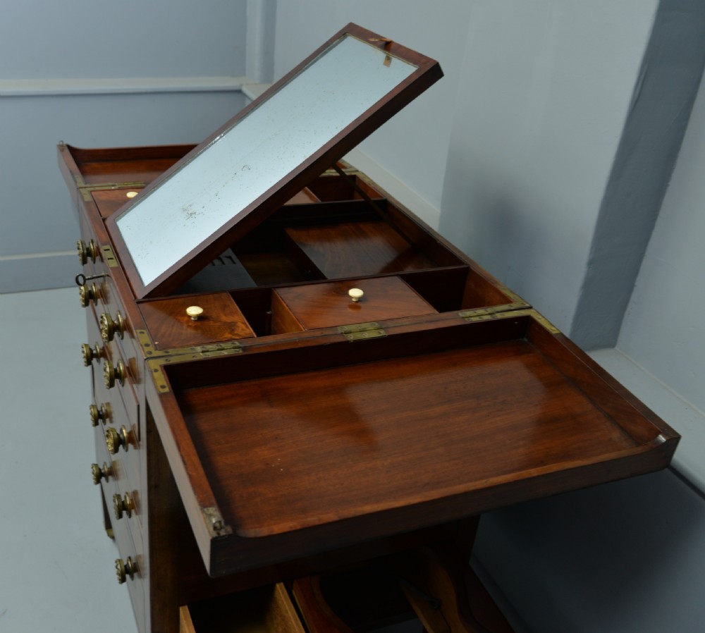 Unusual Georgian Mahogany Gentlemans Dressing Chest Secretaire View XV