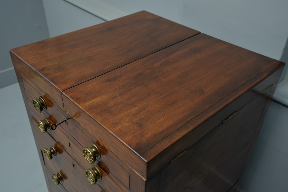 Unusual Georgian Mahogany Gentlemans Dressing Chest Secretaire View XX