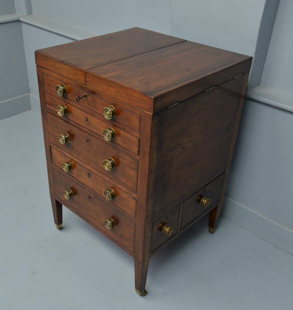 Unusual Georgian Mahogany Gentlemans Dressing Chest Secretaire View XXI