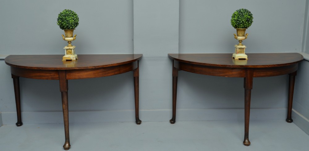 Pair Of Georgian Mahogany Demi-Lune Console Tables