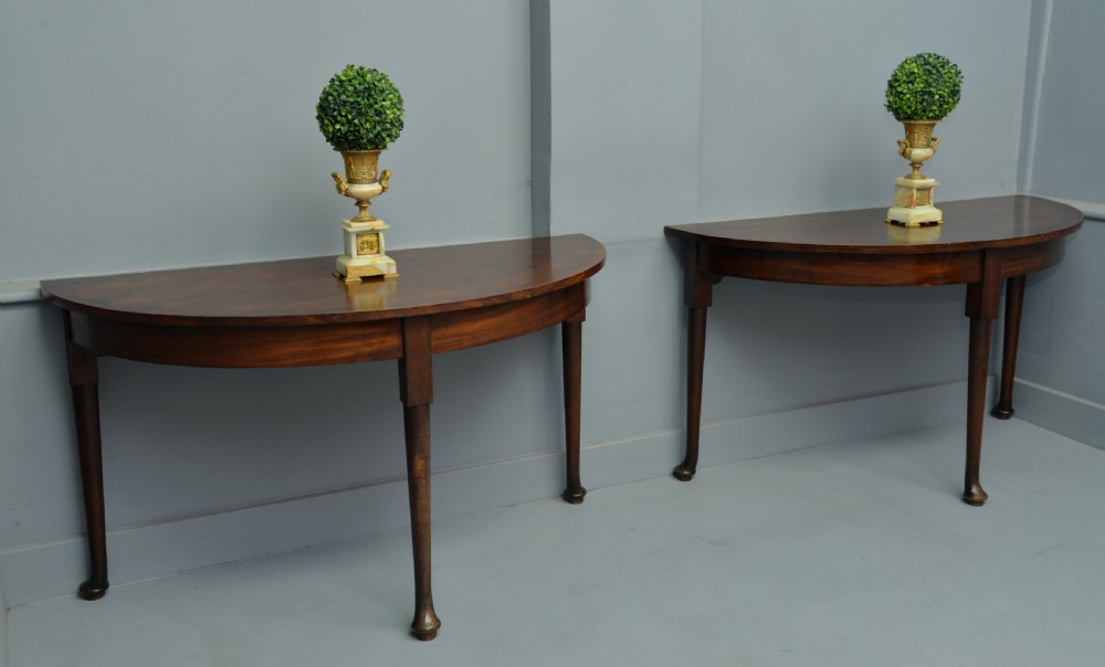 Pair Of Georgian Mahogany Demi-Lune Console Tables View II