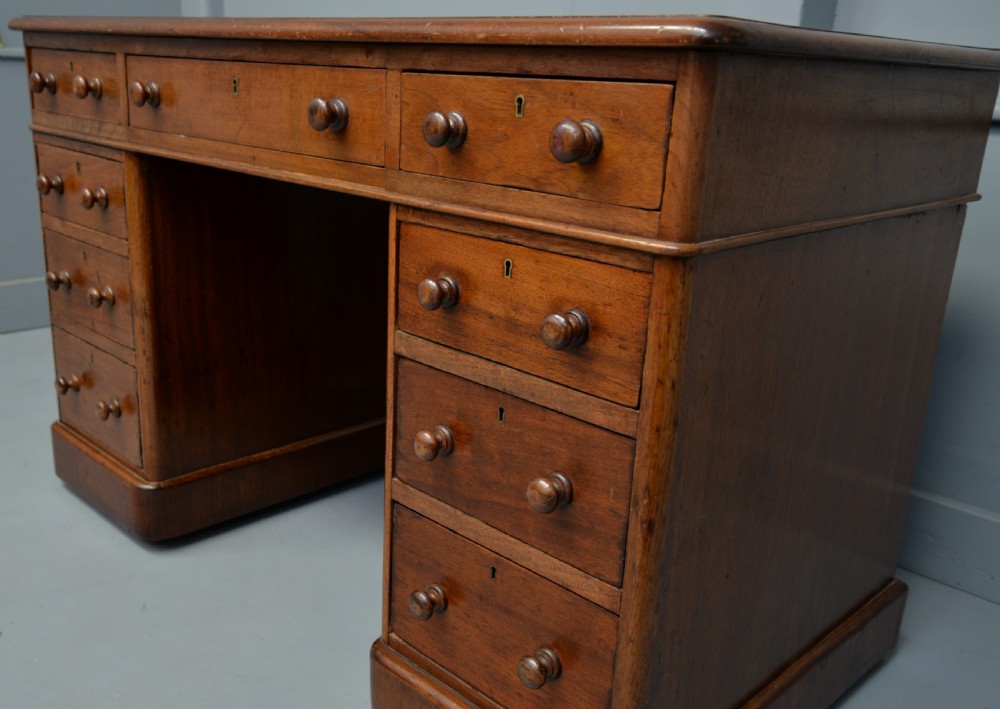 Victorian Mahogany Pedestal Desk View XIII
