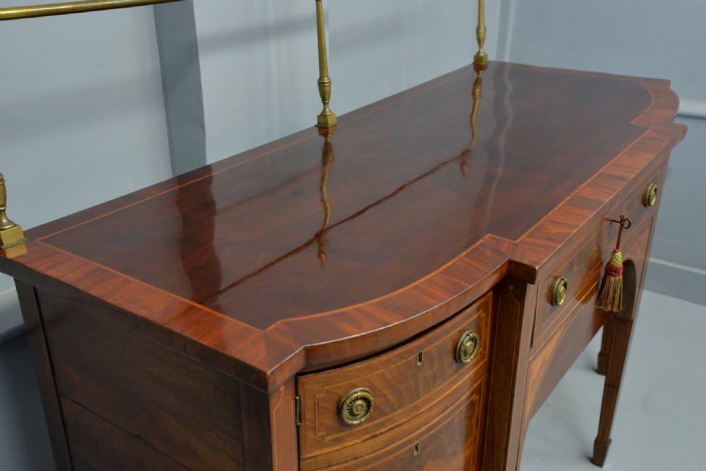 Elegant Georgian Sheraton Mahogany Inlaid Sideboard View XI