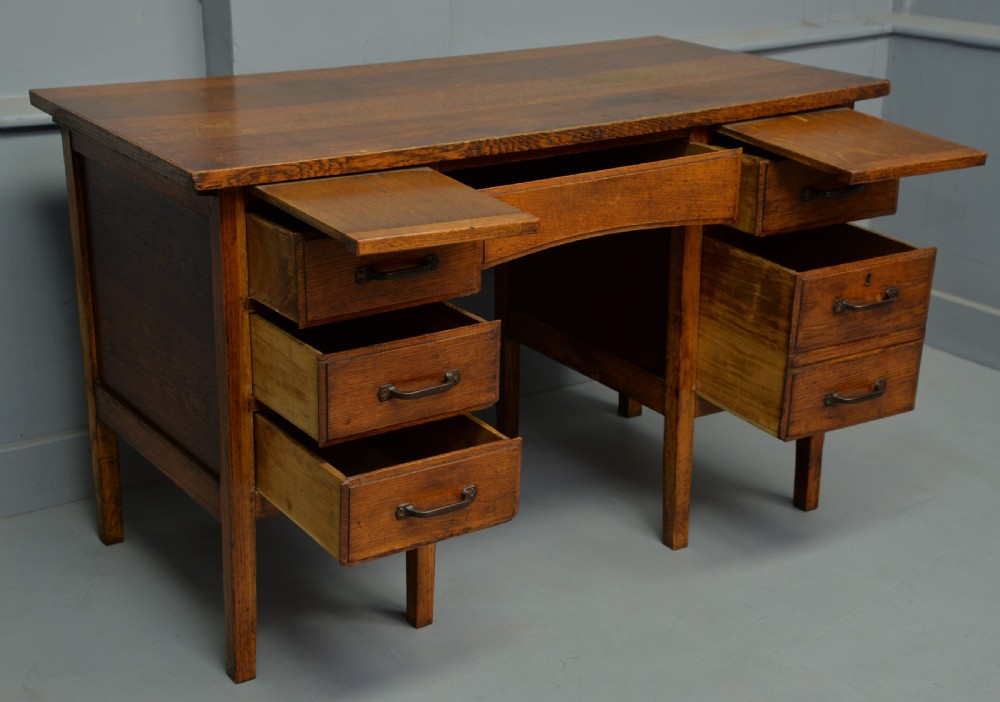 1930s Oak Pedestal Desk View III