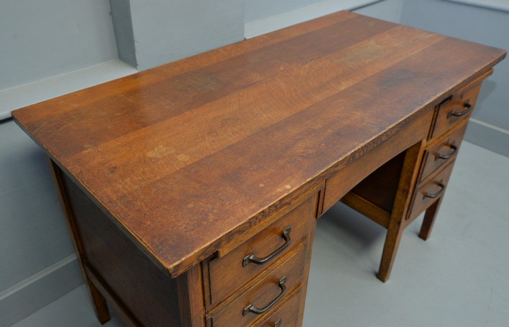 1930s Oak Pedestal Desk View VI