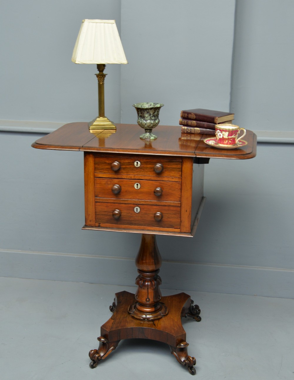 Pretty William IV Rosewood Work, Side, Lamp Table View II