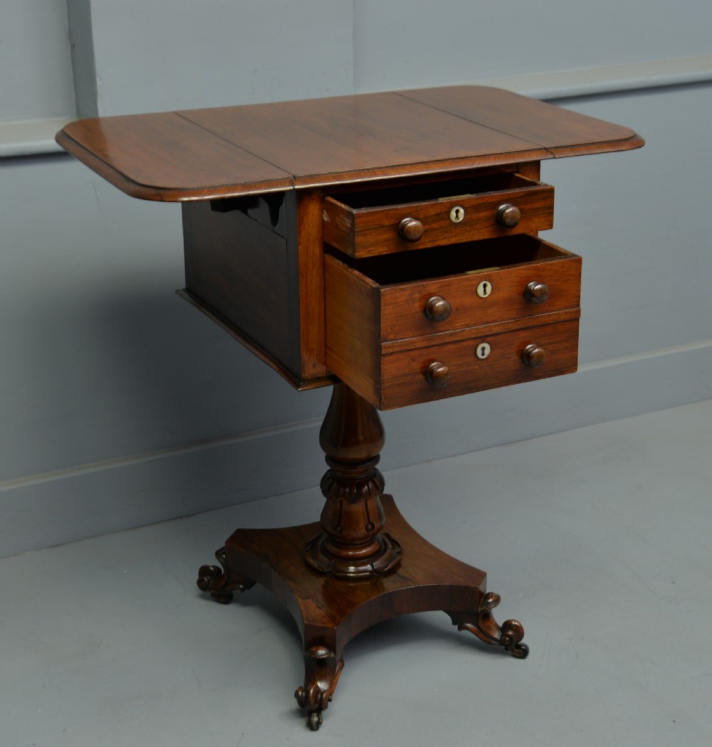 Pretty William IV Rosewood Work, Side, Lamp Table View VI