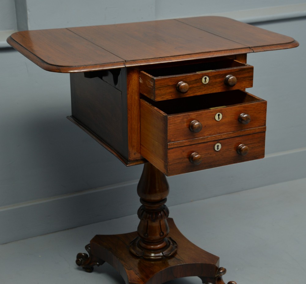 Pretty William IV Rosewood Work, Side, Lamp Table View VII