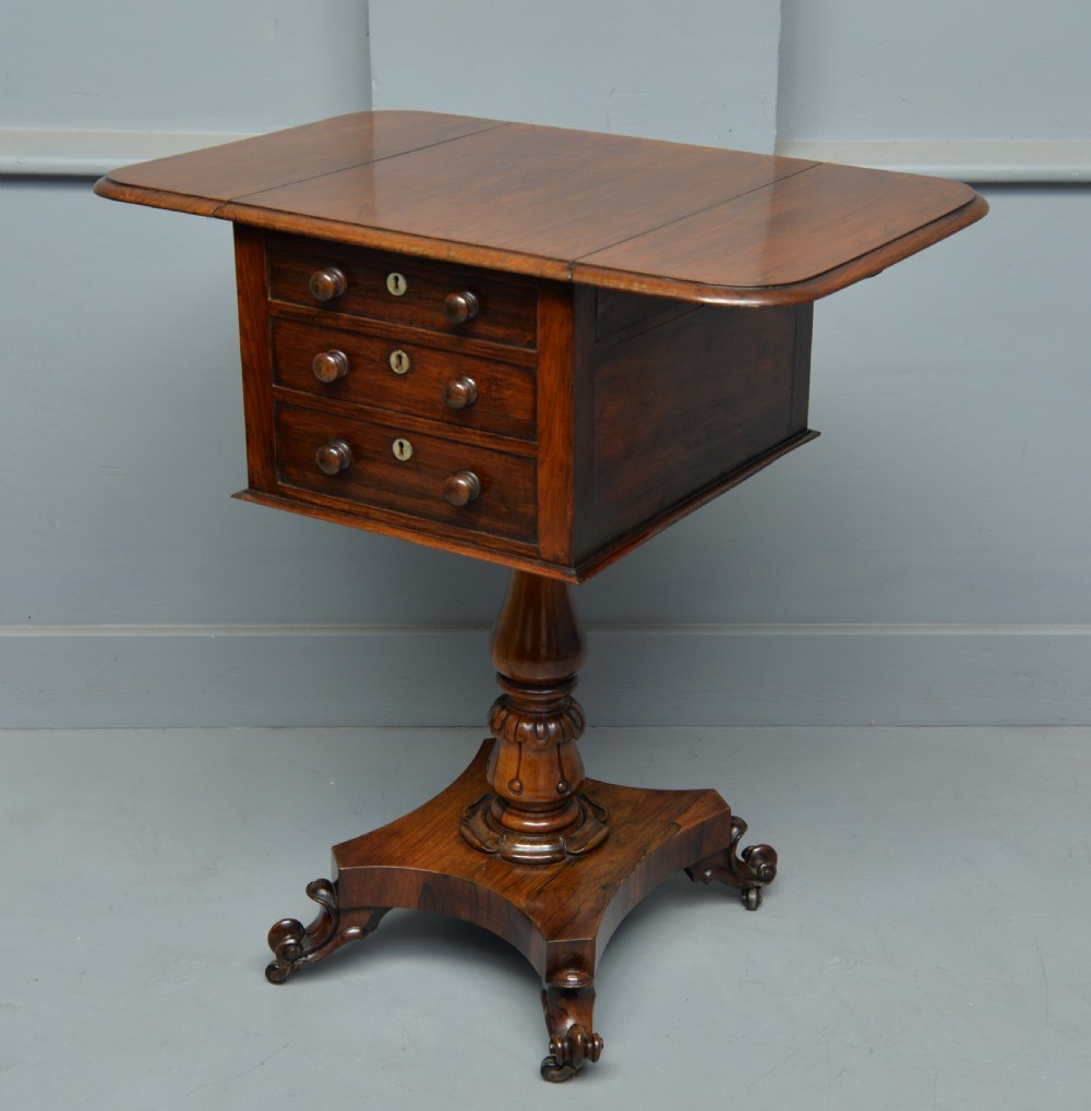 Pretty William IV Rosewood Work, Side, Lamp Table View X
