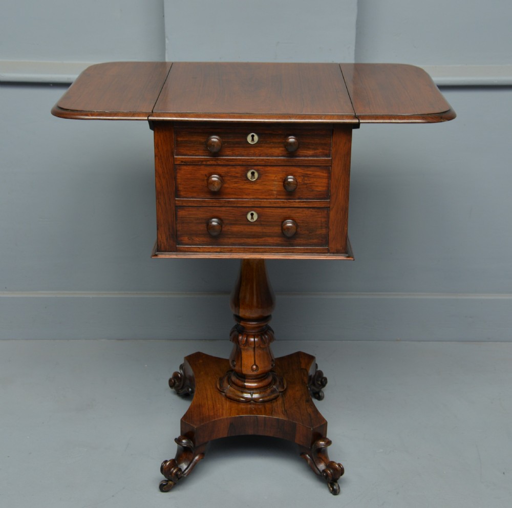 Pretty William IV Rosewood Work, Side, Lamp Table View XI