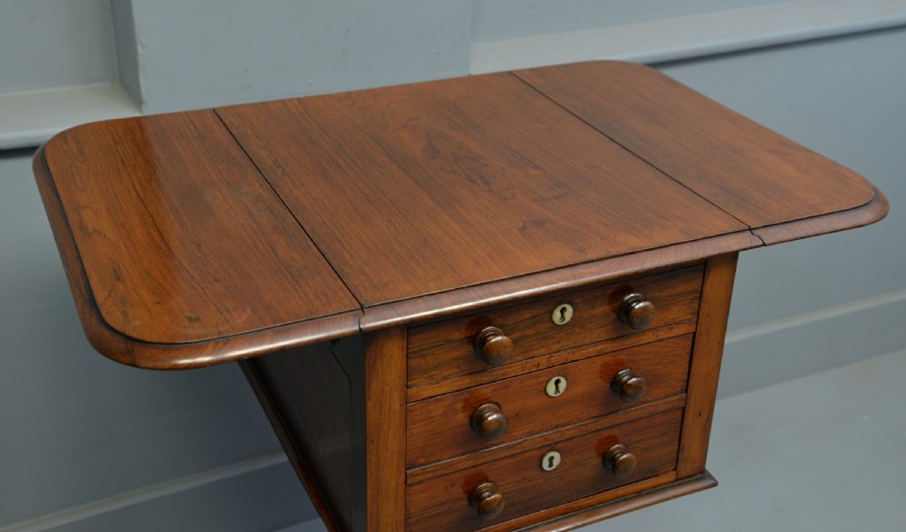 Pretty William IV Rosewood Work, Side, Lamp Table View XIII