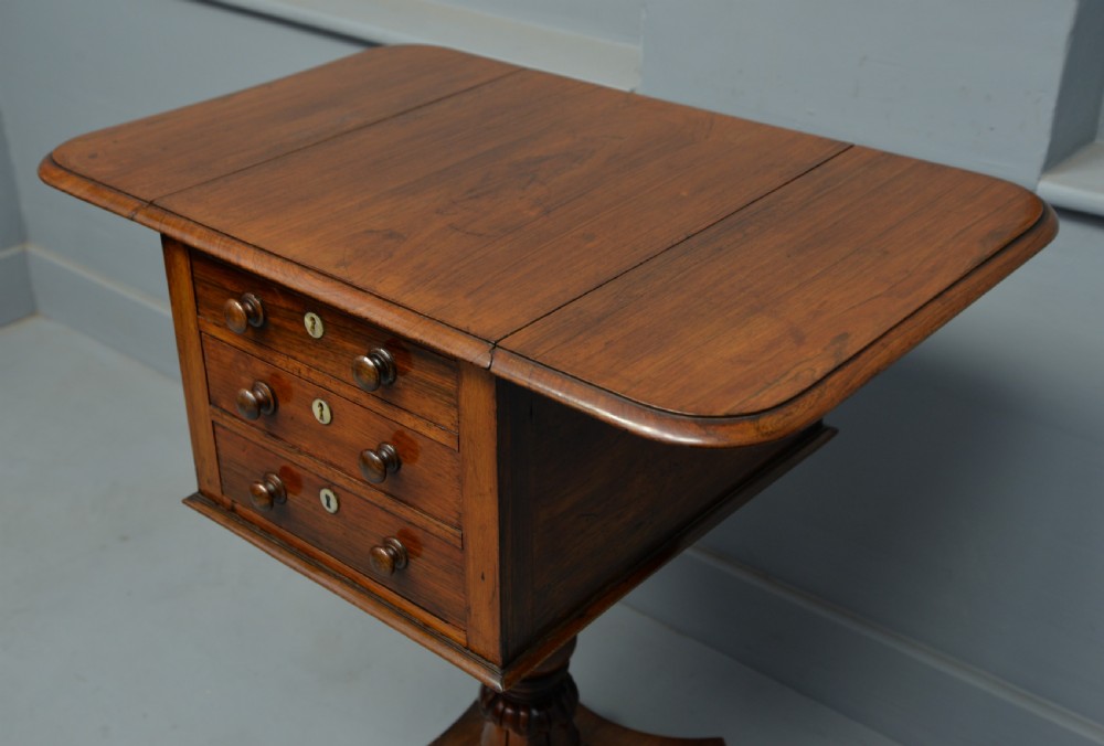 Pretty William IV Rosewood Work, Side, Lamp Table View XIV