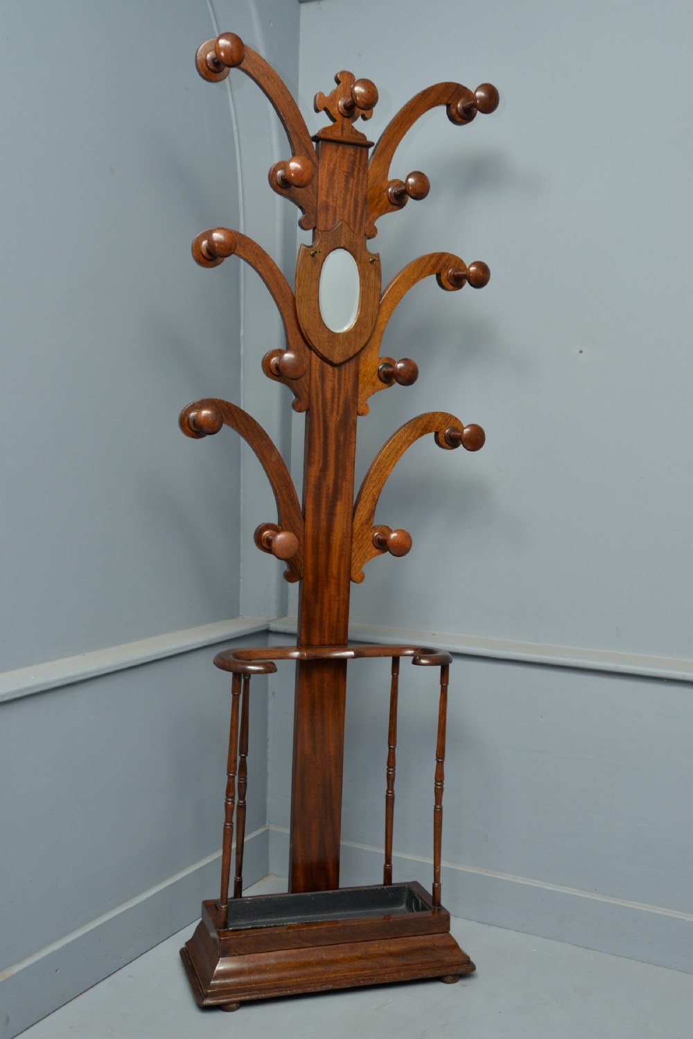 Victorian Mahogany Coat, Hat, Stick Hall Stand